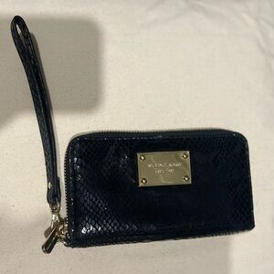 Michael Kors faux black snake skin wristlet